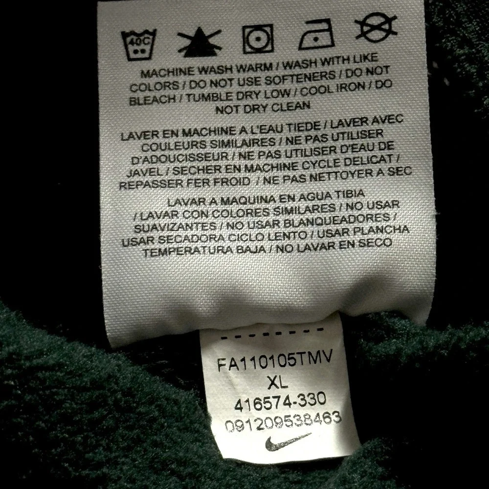 Nike Golf Oregon Ducks 1/4 Zip Pullover Mens XL Green Therma-FIT Golfcore Fleece